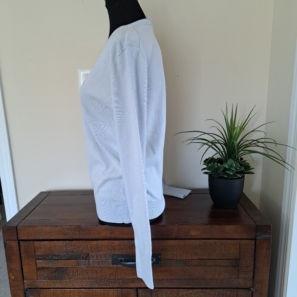 Calvin Klein Jeans V-Neck Sweater Women's Small Pale Blue Cotton Knit Top - Picture 3 of 13